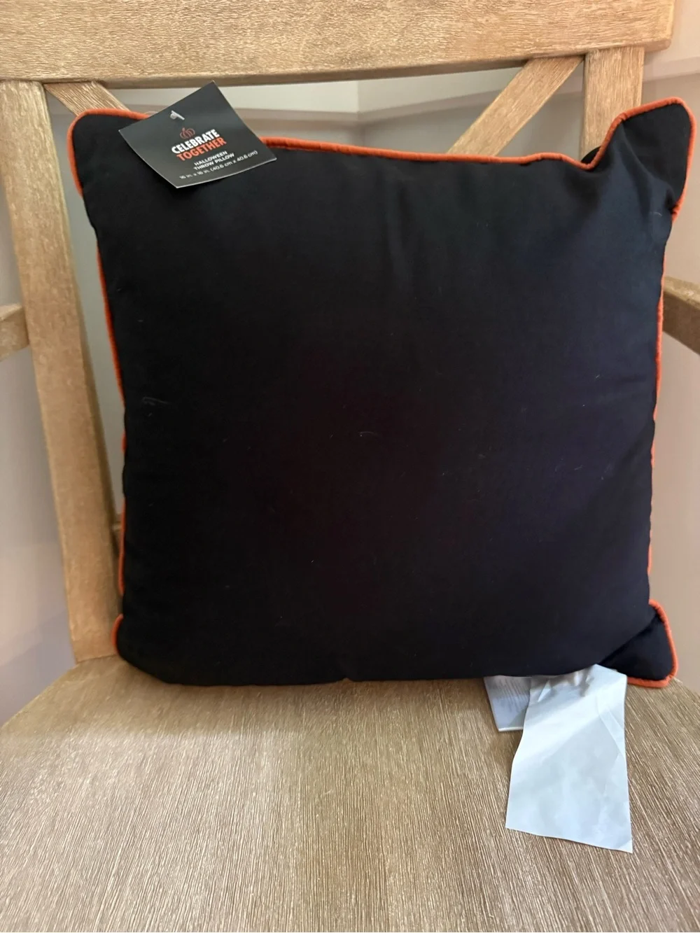 Celebrate together BOO ghost Halloween decorative pillow black square NEW!